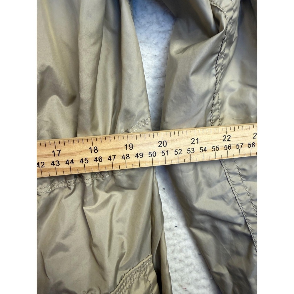 Coach Rain Coat Womens Large Beige Mid Length Zip Jacket Drawstring Pockets - Picture 10 of 10